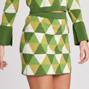 Another Girl Free People Skirt NEW Women green Geo Knit Mini Skirt Medium